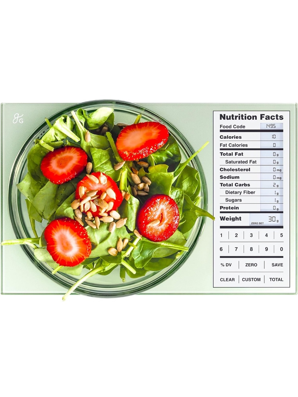 Greater Goods Food Scale with Nutrition Calculator, 2,000 Codes (Sage Green)